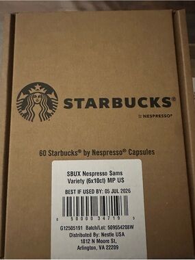 Sealed Nespresso Starbucks Capsules Pods Variety Pack 60 count Box